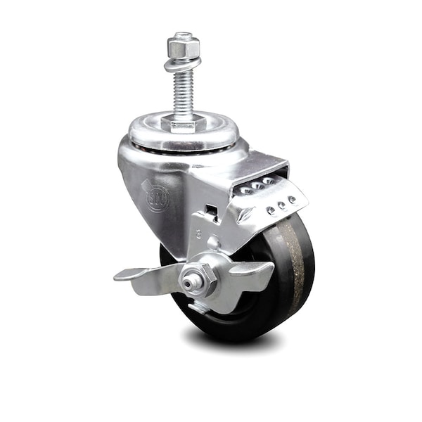 3 Inch Phenolic Wheel Swivel 10mm Threaded Stem Caster with Brake SCC